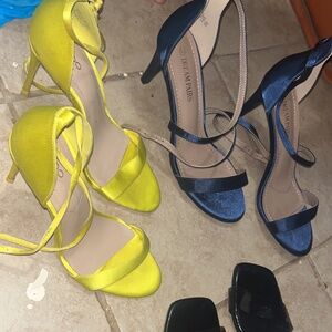 Neon high heels and black high heels